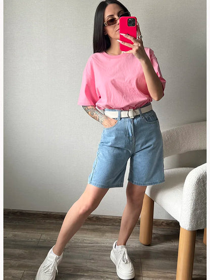 Summer 2024 High Waist Long Denim Shorts For Women