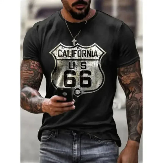 Route 66 California Printed Cotton Men T-Shirt