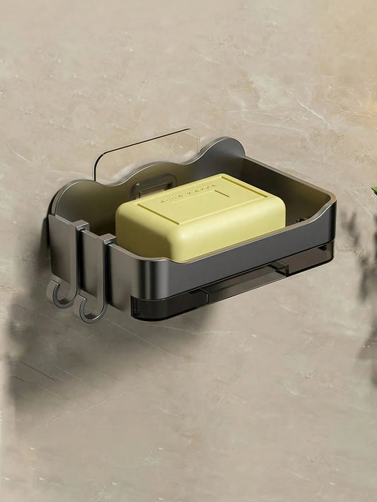 No Drilling Wall Mounted Double Layer Soap Sponge Holder