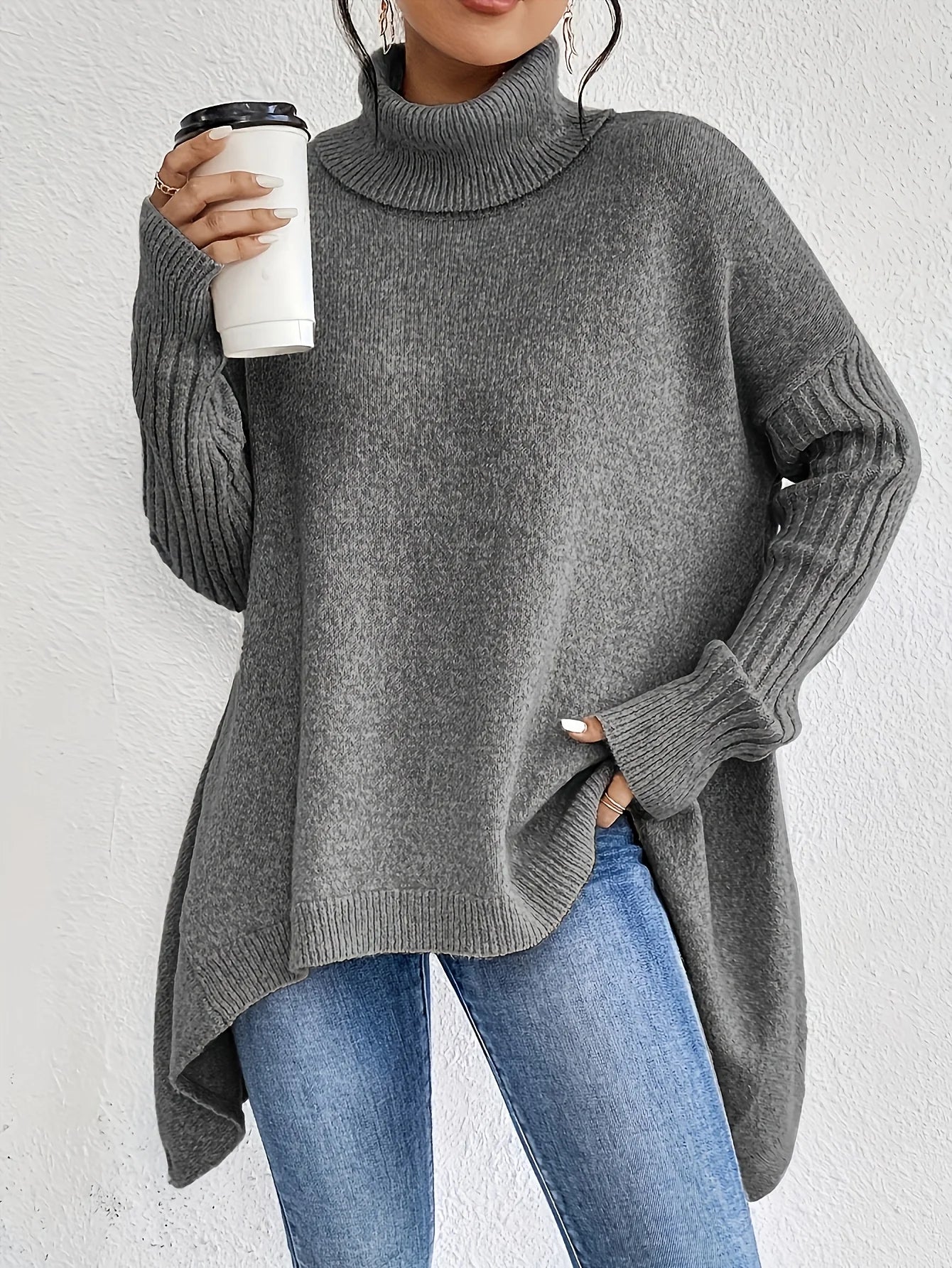Women Soft Plain Turtleneck Sweaters