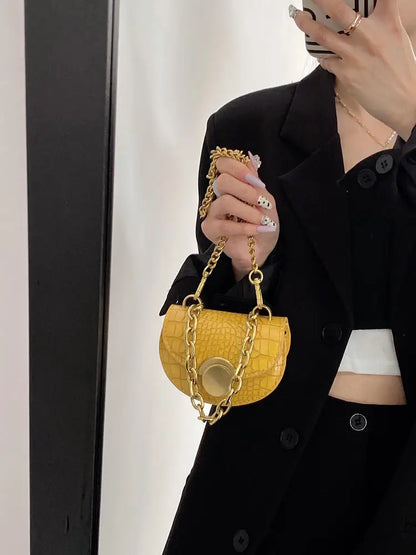 Y2k Mini Pu Leather Purse Trendy Half Moon Phone Lipstick Bag Fashionable Day Clutch For Women