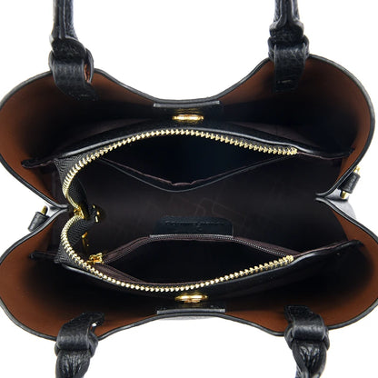 Elegant Textured Leather Top Handle Tote