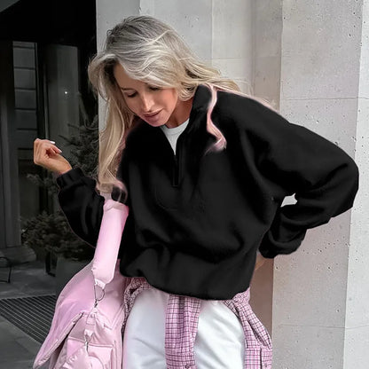 2025 Polar Fleece Hoodie Women S Loose Fit Pullover Sweatshirt For Spring Fall