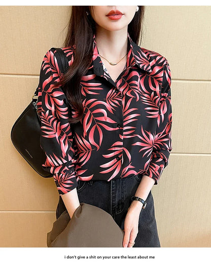 Printed Button-Down Shirt: Trendy Fashion for Spring/Autumn Work and Casual Wear