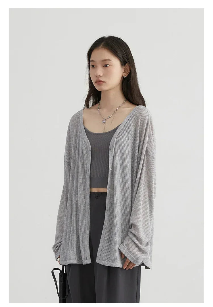Lightweight V-Neck Knit Cardigan for Women – 2025 Spring & Summer