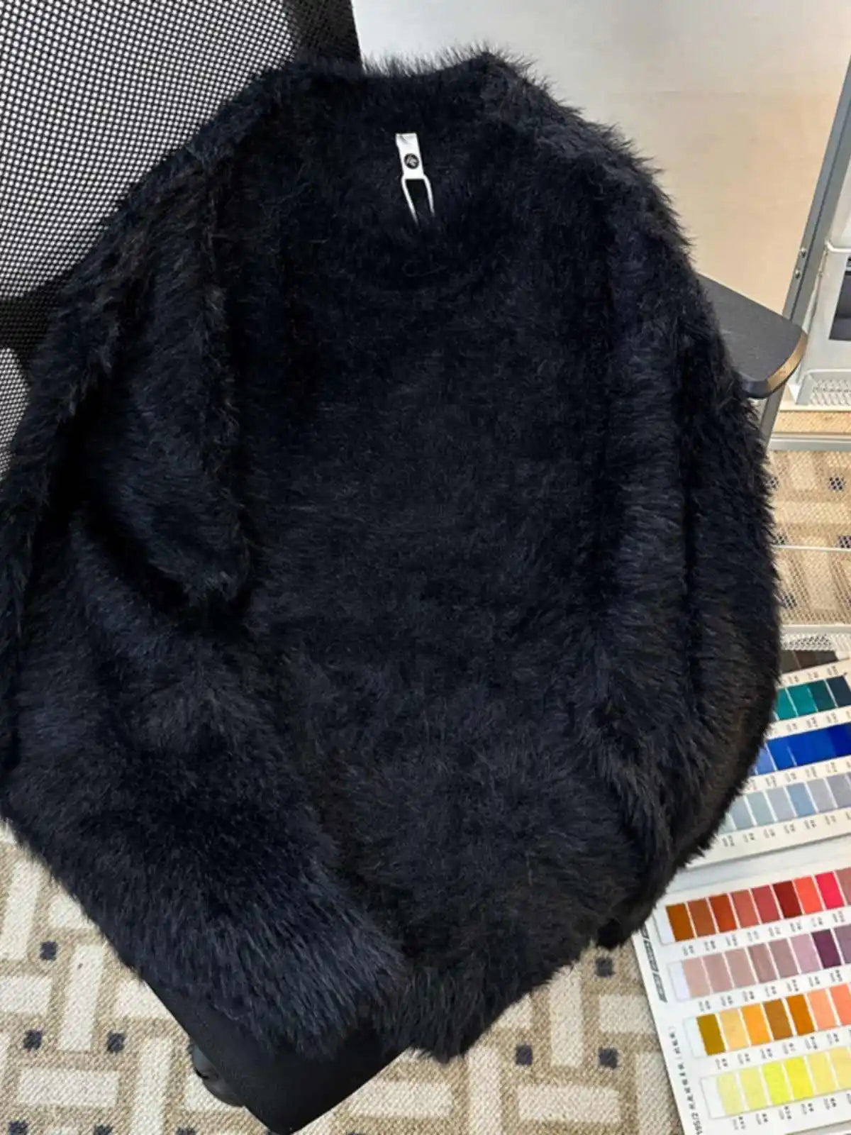 Women S Thickened O Neck Mohair Pullover Sweater New Winter Pure Color Loose Knitwear Long Sleeve Asymmetrical Knit Top