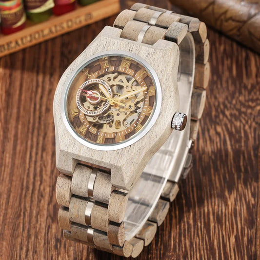 Mens Stylish Wooden Military Type Three Mini Display Watches