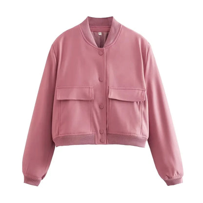 Casual Cropped Bomber Jackets For Women