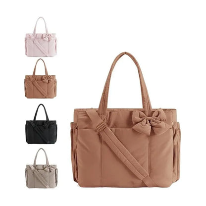 Chic Puffer Tote Bag with Bow Detail