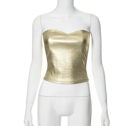 Golden Star Strapless Backless Sexy Crop Top