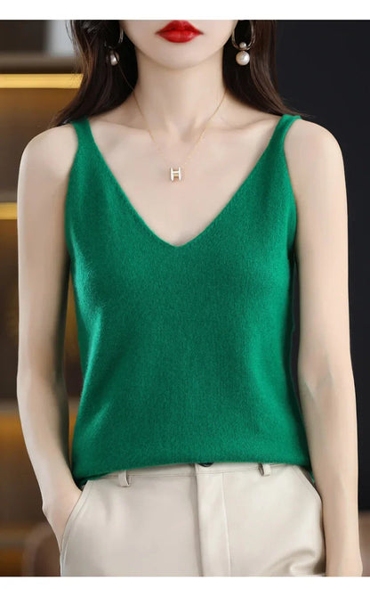 Spring Summer Ladies V Neck Sweater Solid Color Half Sleeved Pullover Thin Casual Knitwear Soft Bottoming Top