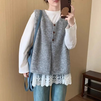 Korean Style Plus Size Autumn Sleeveless Vest For Women