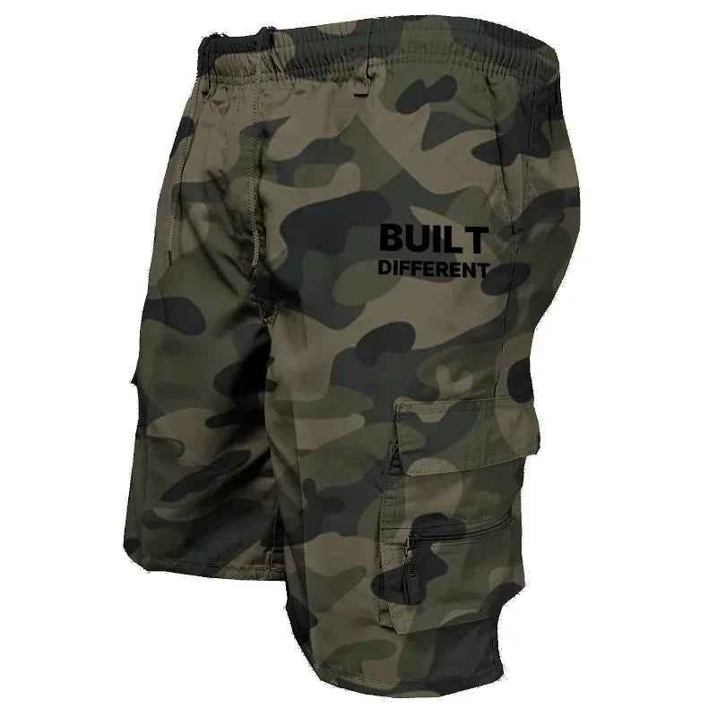 Safari Style Camouflage Printed Drawstring Men Casual Shorts