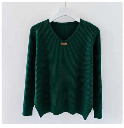 New V-Neck Basic Style Autumn Winter Sweater For Women