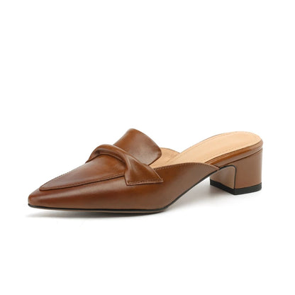 Womens New Designer Faux Leather Pointed Slippers