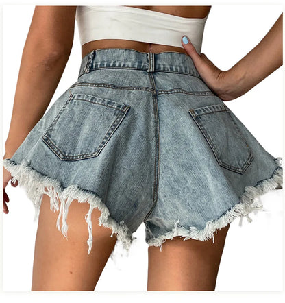 Beach City Style Wide Leg Women Denim Short