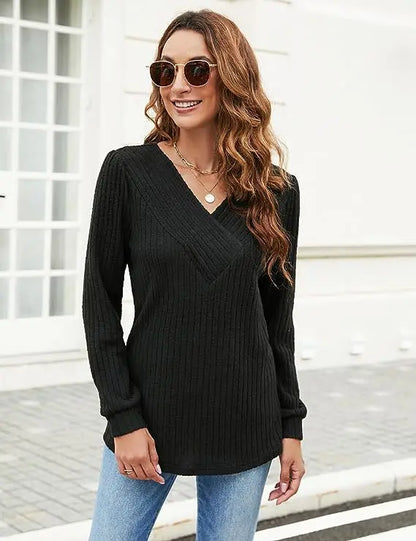 Spring Autumn Style V-Neck Line Style Sweaters For Women