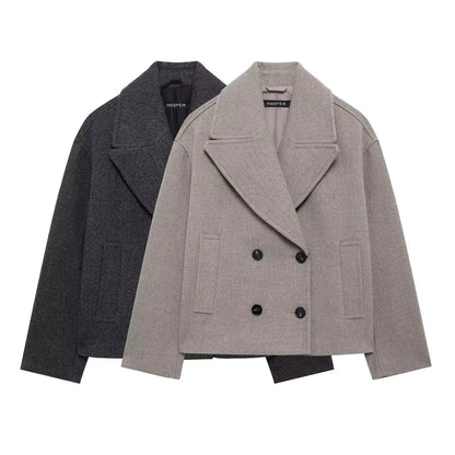 Casual Double Breasted Black Jacket for Effortless Chic Street Style Looks
