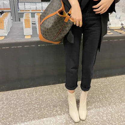 Elegant Zipper Closure Women Suede Boots