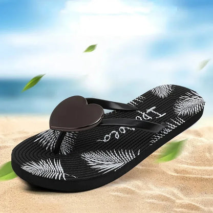 Womens New Summer Style Heart Design Flip Flop Slipper