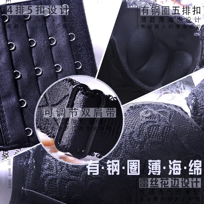 Leaf Embroidered Sexy Lace Plus Size Women Padded Push Up Bras