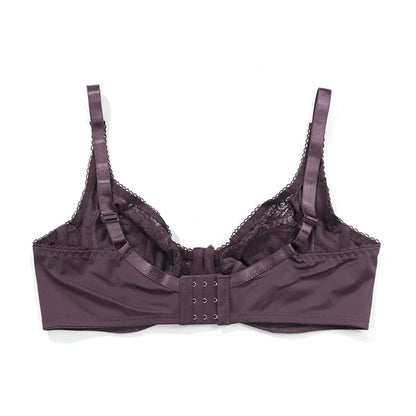 Embroidery Lace Bra For Women Plus Size Sexy Thin Underwired Black Gray