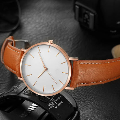 Mens Casual Ultra Thin Black Dial Analog Watches
