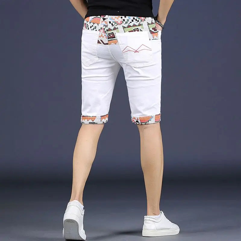 Summer Mens Stretch Skinny Slim Denim Shorts