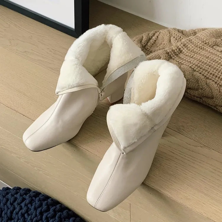 Elegant Zipper Closure Women Suede Boots