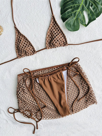 Sunkissed Mesh Bikini & Skirt Set - Ultimate Beach Aesthetic