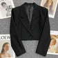 Elegant Office Style Button Up Cropped Blazers For Women