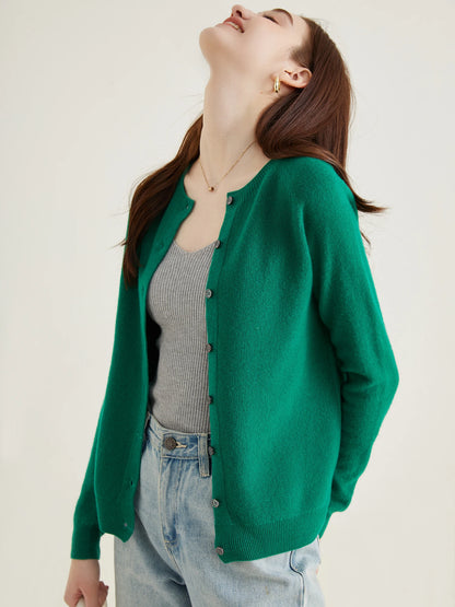 100% Merino Wool Knit Cardigan for Women – Timeless Vintage Style