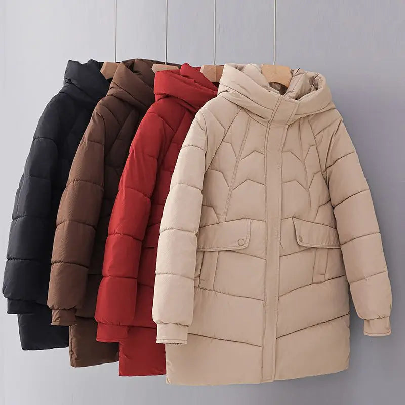 Geometrical Design Cotton Long Parkas