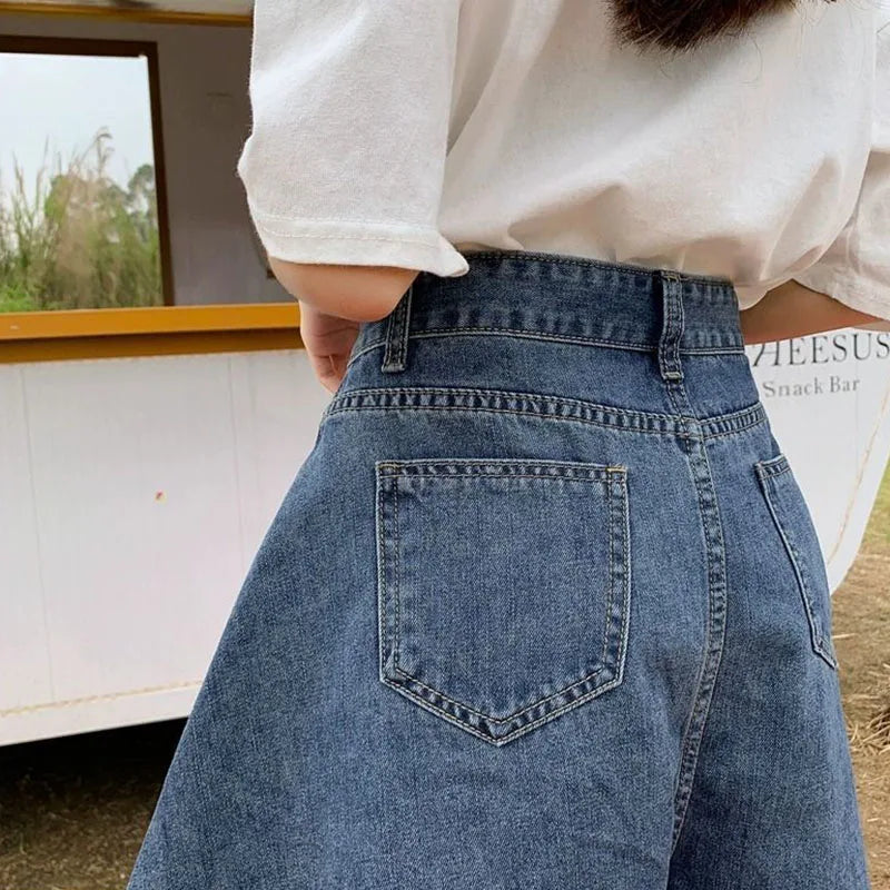 Streetwear Fashion Wide Leg Denim Shorts