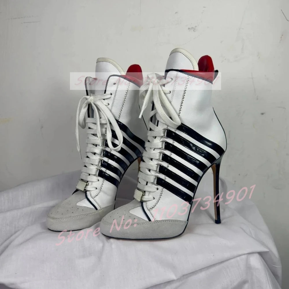 Lace Up Decorated Design High Heel Women Luxury Boots