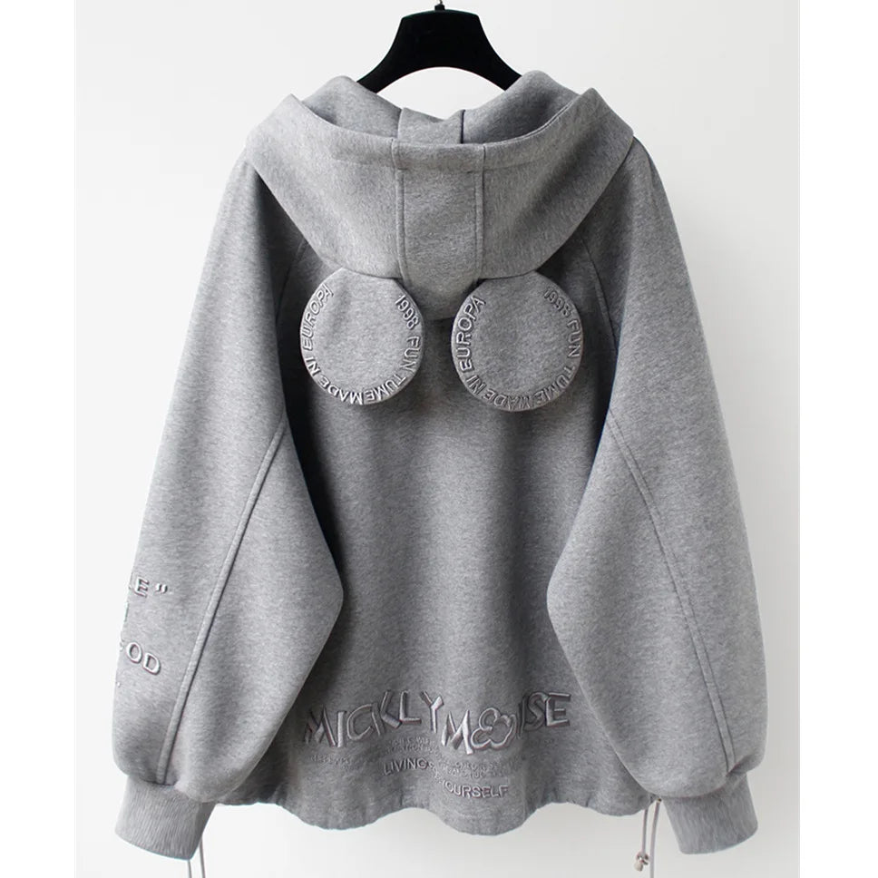 2025 Women S Hooded Zipper Sweatshirt Loose Fit With Pocket For Autumn Winter