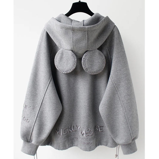 2025 Women S Hooded Zipper Sweatshirt Loose Fit With Pocket For Autumn Winter
