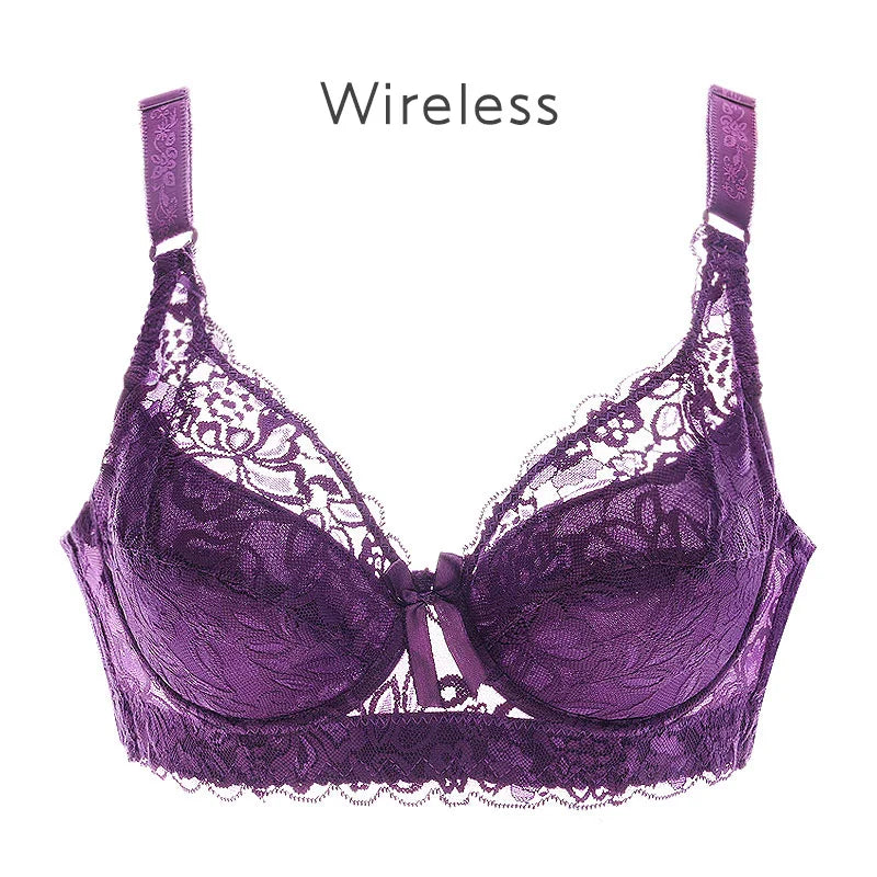 Sexy Lace Bra For Women Wireless Breathable Soft Comfort Lingerie Plus Size 46d 36d Cup