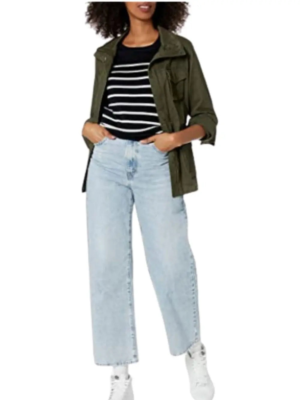 Winter Black And White Stripe Women Loose Sweater