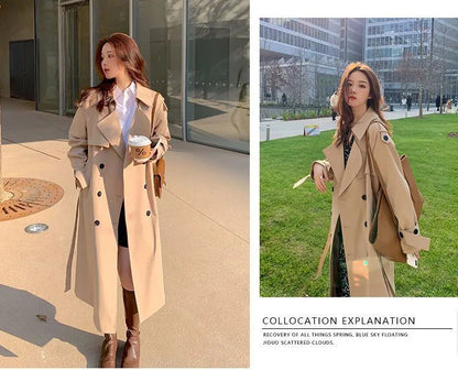 Womens Oversize Long Single Breasted Trench Coat