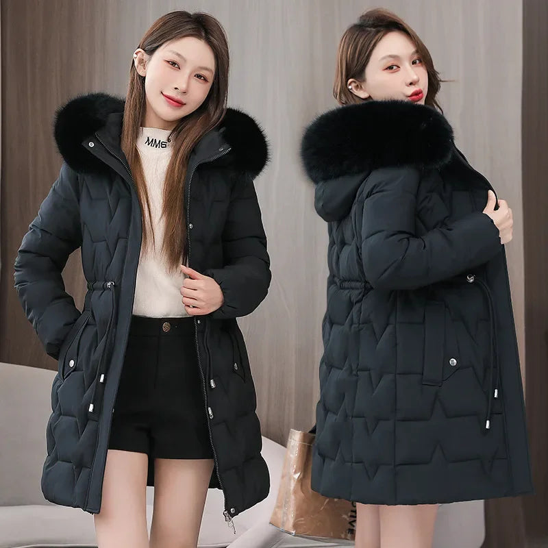 Casual Warm Fur Outwear Womens Parka