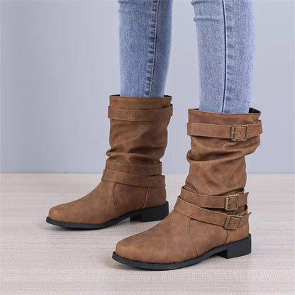 Buckle Decoration Slip on Comfortable Simple Winter Boots For Women