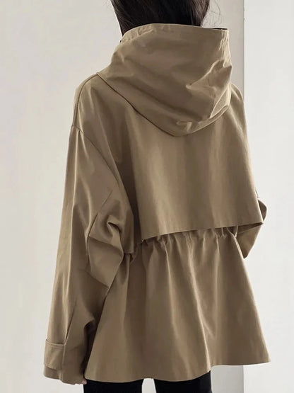 Chic Solid Khaki Women Coats