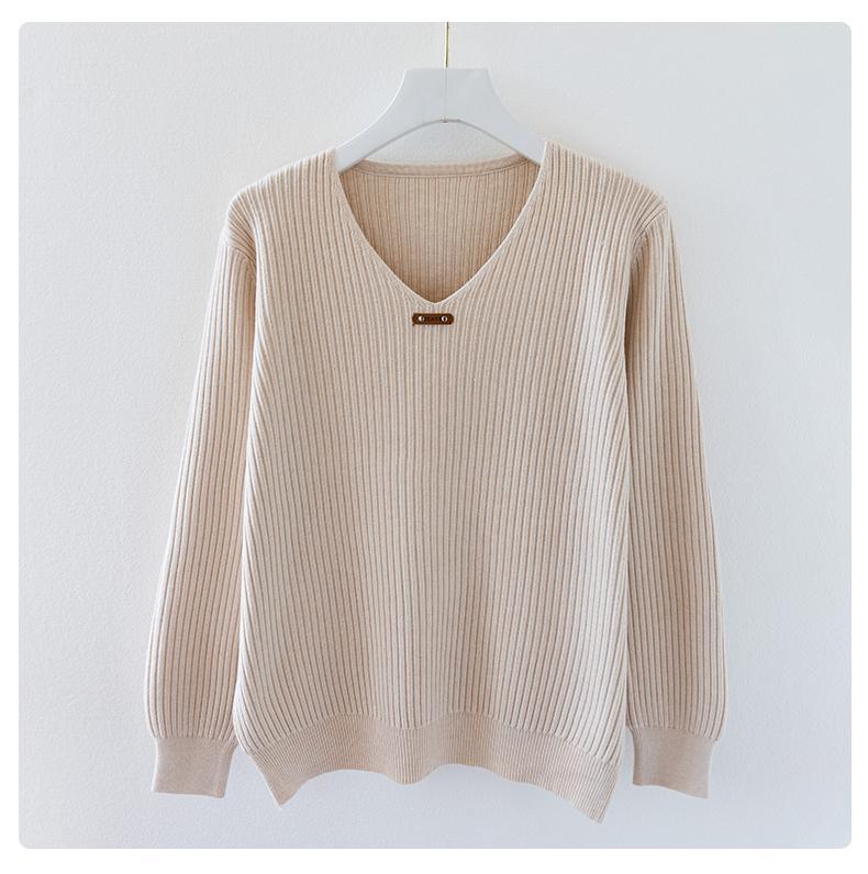 New V-Neck Basic Style Autumn Winter Sweater For Women