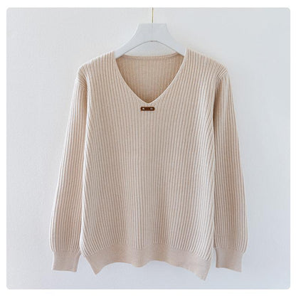 New V-Neck Basic Style Autumn Winter Sweater For Women