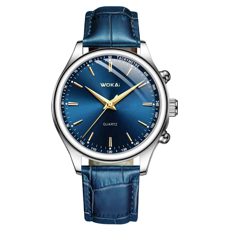 Mens Leather Strap Quartz Analog Watch