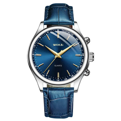 Mens Leather Strap Quartz Analog Watch