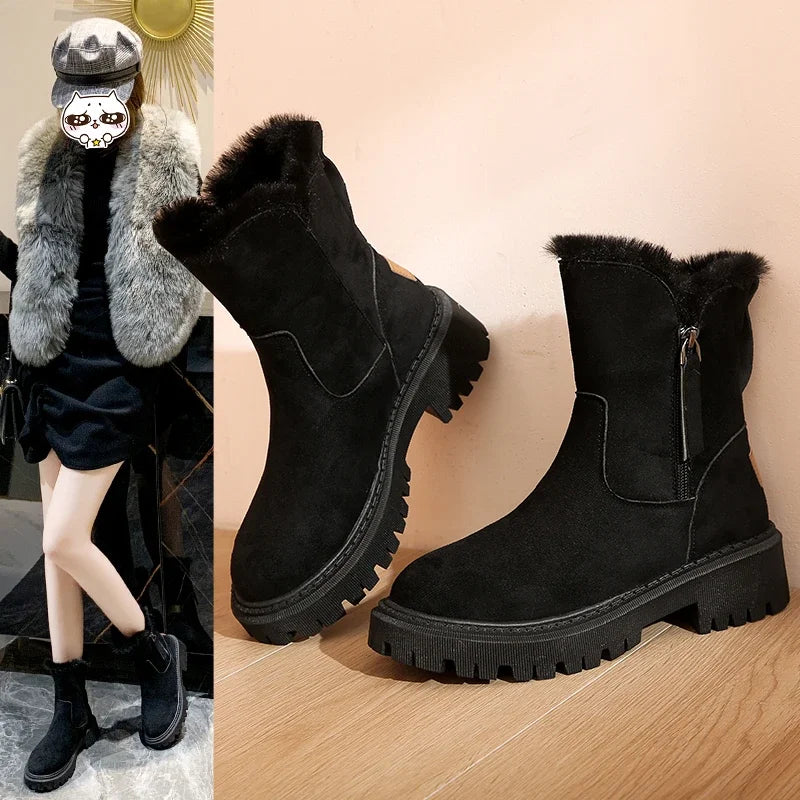 New Fashion Winter Snow Boots For Women Warm Lace Up Flat Boots Trendy Women S Shoes Hot Sale