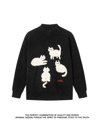 New Cat Pattern Knit Pullovers