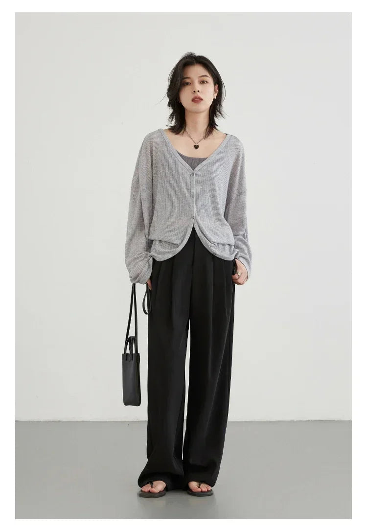 Lightweight V-Neck Knit Cardigan for Women – 2025 Spring & Summer